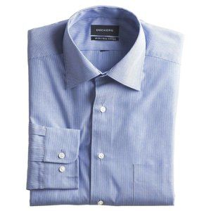 Dockers Iron Free Fitted Blue Pin Stripe Button Down Shirt NWT